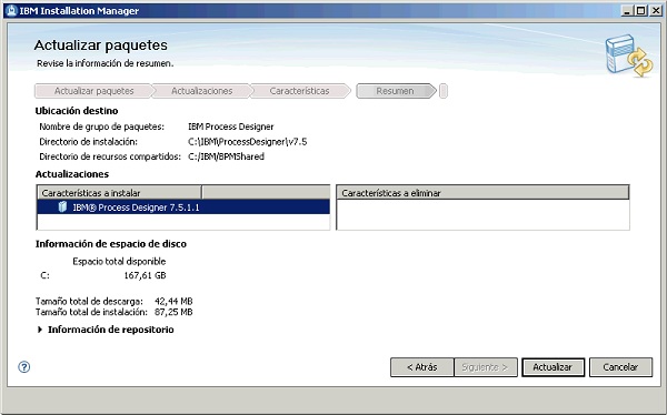 IBM Installation Manager - Resumen de la actualización