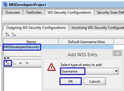 Diálogo de nueva entrada de la configuración de seguridad (WS-Security)