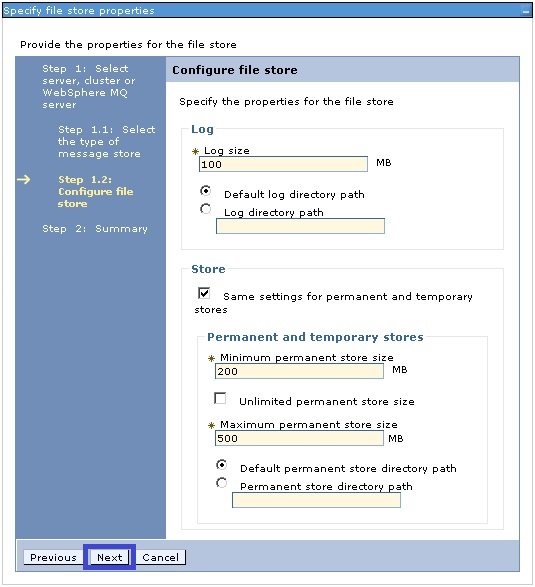Configuración del file store