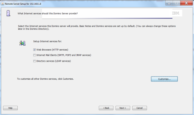 Remote Setup - Internet services