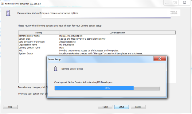 Remote Setup - Progress bar