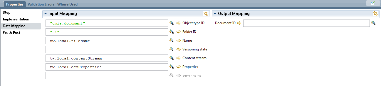 Create Document -data mapping