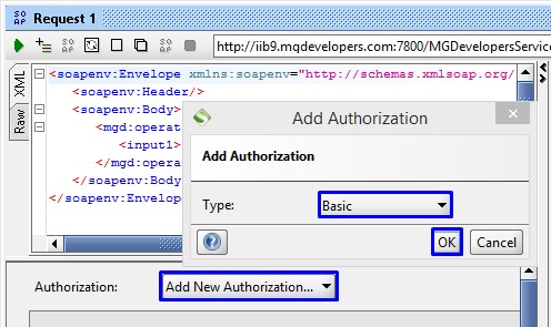 Diálogo para agregar configuraciones de seguridad al requerimiento