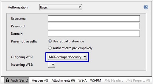 Configuración de seguridad saliente del requerimiento