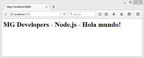 Acceso a la aplicación Node.js de prueba